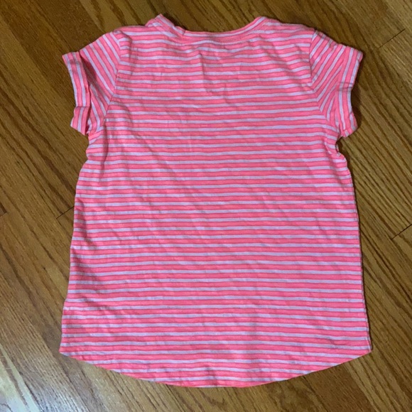 Girl’s Cat & Jack Striped Coral Pink Pocket Tee Shirt M 7/8 - Picture 4 of 8